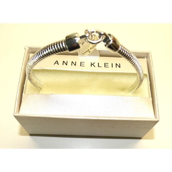 Anne Klein Silver-Tone Coiled Bracelet With Charm & Original Box - Picture 2 of 3